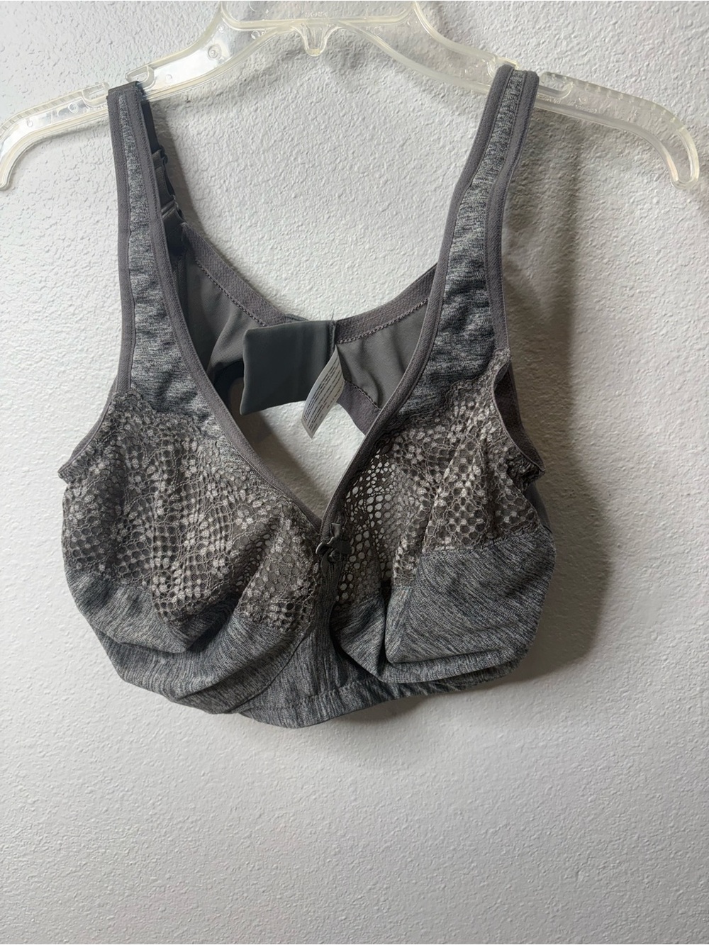 Glamorise Size 40F Grey Wireless Bra